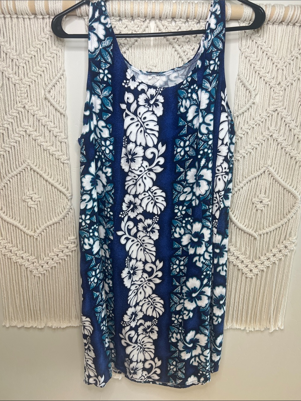 Blue Floral Hawaiian Tank Dress
